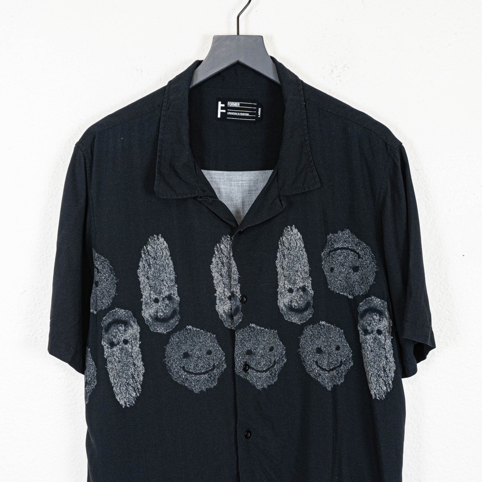 Former Merchandise Menace Ss Shirt Camp Collar In Black Sz L — image 2 of 8